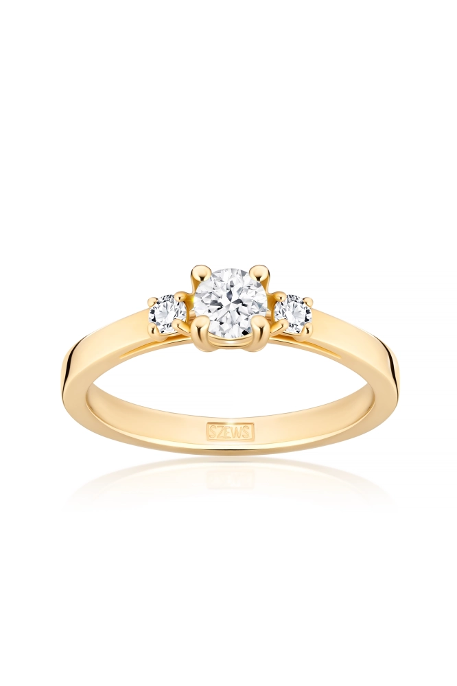 Amaryllis — złoty pierścionek zaręczynowy z brylantem